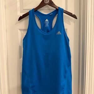 Adidas Blue Athletic Workout Racerback Tank Top with Sports Bra Dry fit large